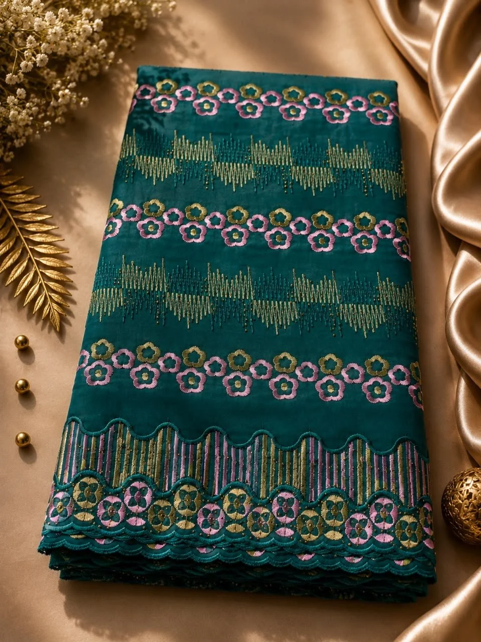 Brodé floral – Vert émeraude