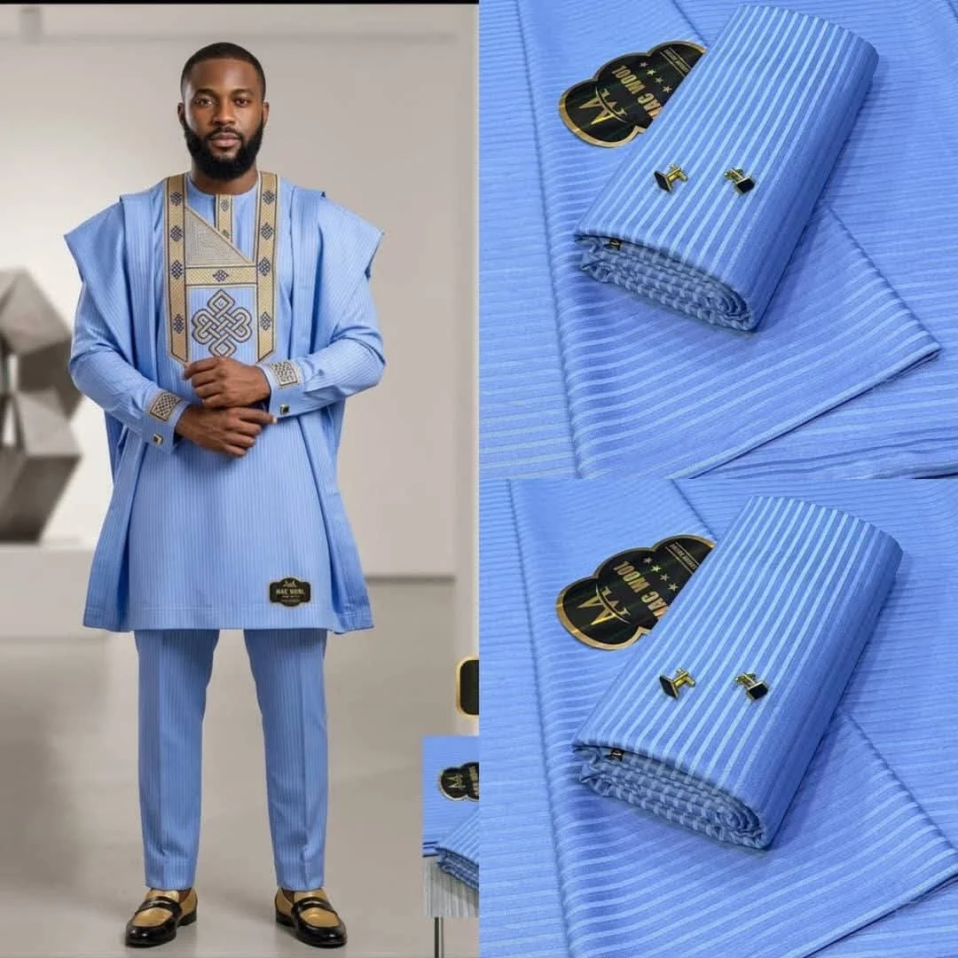 Ensemble homme bleu ciel rayé